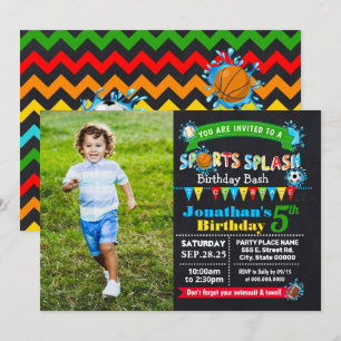 Convites Espetáculo de esportes, festa de aniversário de 