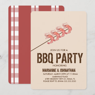 Convites Espetos de Camarão Grelhados na Festa de Churrasco