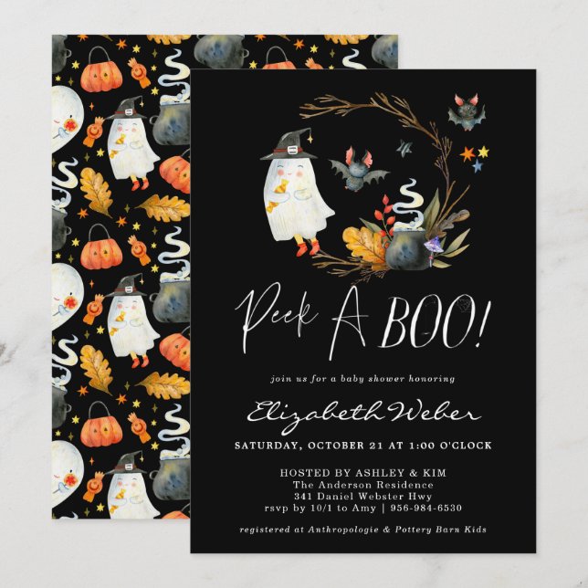 Convites Espião | Chás de Bebê de Halloween do Pequeno Fant (Frente/Verso)