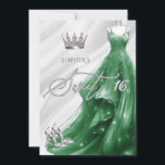 Convites Espião Verde Silver Emerald Doce Doce 16<br><div class="desc">Silver Emerald Green Sparkle Dress Princesa Sweet 16 Convite</div>