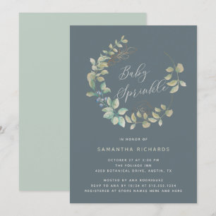 Convites Espingarda Dourada De Bebê Botânica De Folha  S