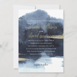 Convites Espiro Elegante e ouro  Casamento náutico