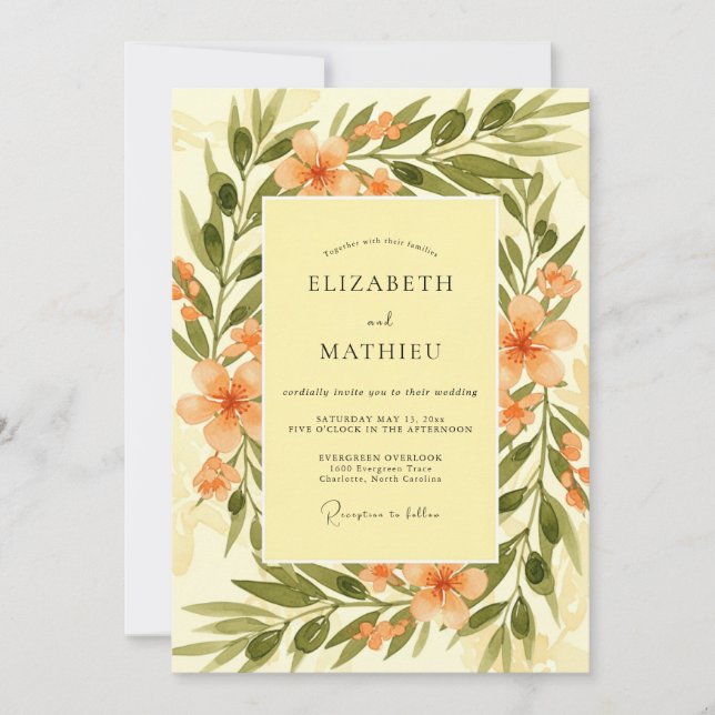 Convites Esplêndido Casamento Amarelo Toscano (Frente)