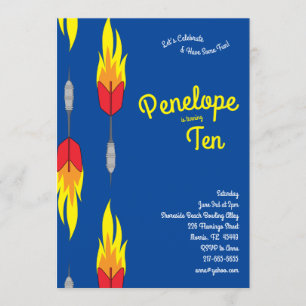 Convites Esportes de Aniversário de criança de Dardos Flami