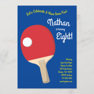 Convites Esportes de Aniversário de criança Ping Pong