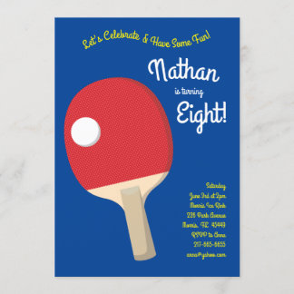 Convites Esportes de Aniversário de criança Ping Pong