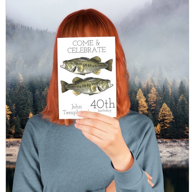 Convites Esportes de Aniversário para Adultos de Pesca de B (Criador carregado)