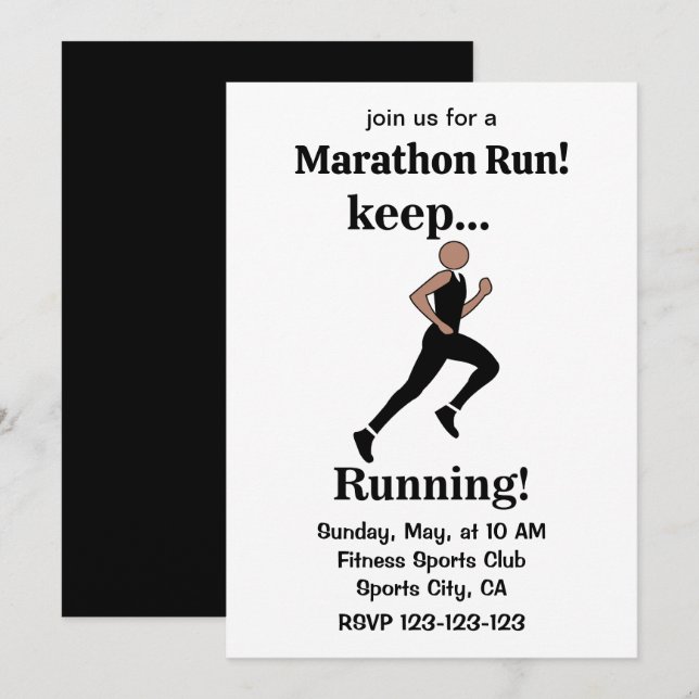 Convites Esportes de Corrente da Maratona (Frente/Verso)