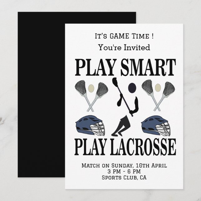 Convites Esportes de Equipe de Lacrosse (Frente/Verso)