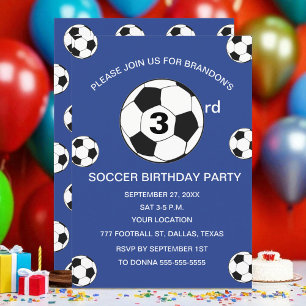 Convites Esportes de futebol de aniversário de 3 anos
