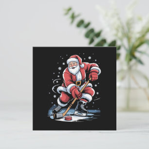Convites Esportes de Natal Papai Noel joga hóquei no gelo X