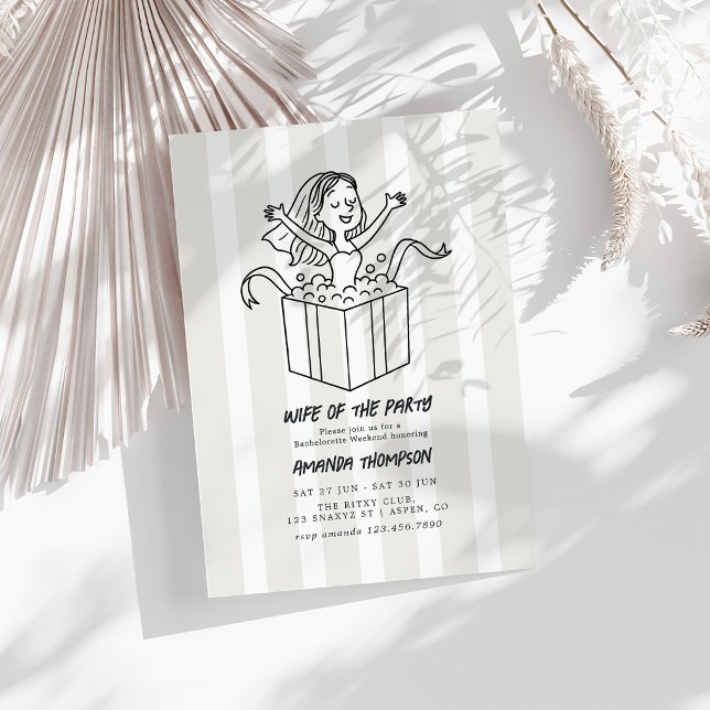 Convites Esposa da Festa Fim de Semana de Despedida de Solt (Chic Doodle Wife of the Party Bachelorette Weekend Invitation)
