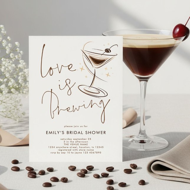 Convites Espresso Martini Love is Brewing Bridal Shower (Criador carregado)