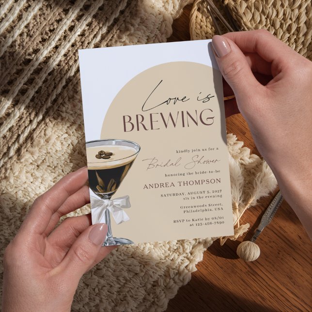 Convites Espresso Martini Love is Brewing Bridal Shower (Criador carregado)