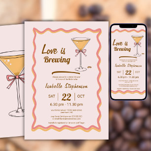 Convites Espresso Martini Modern Wavy Coffee Chá de Noiva