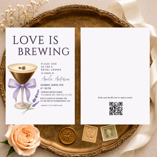 Convites Espresso Martini QR Code Registry Bridal Shower (Criador carregado)