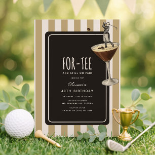 Convites Espresso Martini Tema de Golfe Aniversário de 40 a