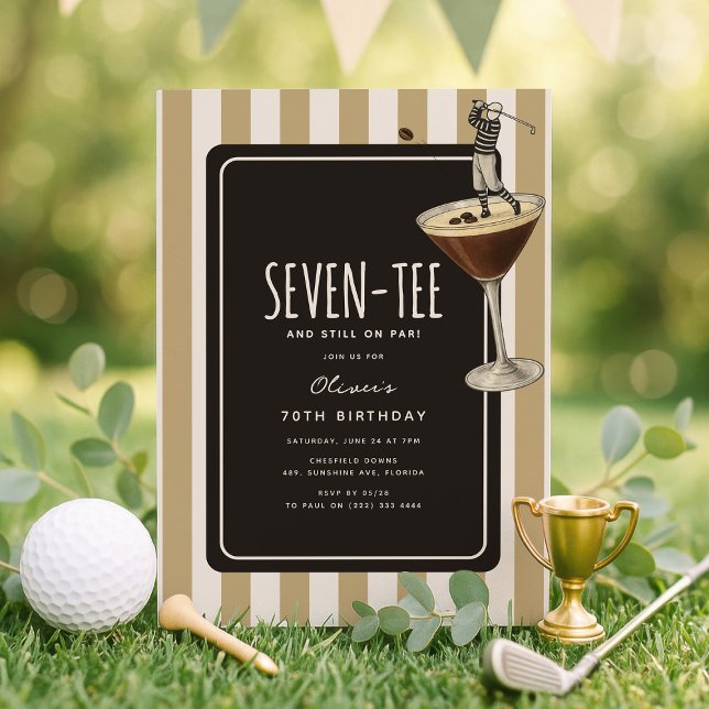 Convites Espresso Martini Tema de Golfe Aniversário de 70 a (Criador carregado)
