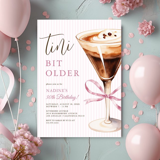 Convites Espresso Martini “Tini Bit Older” Adult Birthday (Criador carregado)