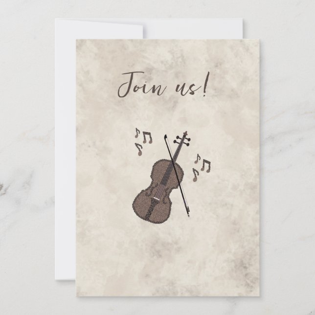 Convites Espresso Violino-Violino criado com grãos de café- (Frente)
