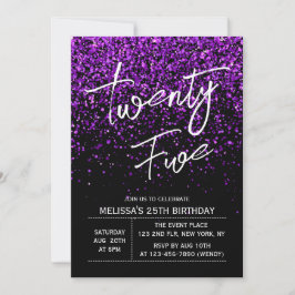 Convites Espumante Roxo Negro Qualquer Idade Aniversário