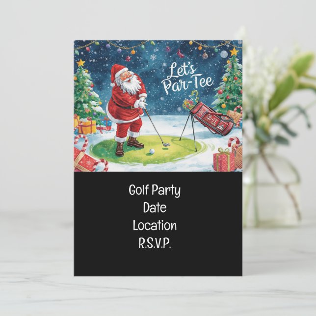 Convites Esquadra de Natal Santa Claus do Golf Par (Em pé/Frente)