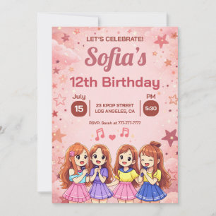 Convites Esquadrão de Melhores Amigos Anime de Aniversário