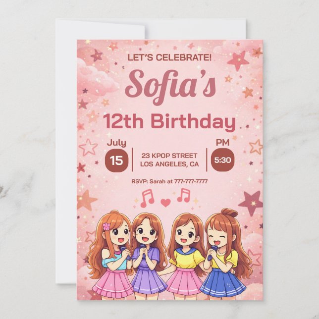Convites Esquadrão de Melhores Amigos Anime de Aniversário (Frente)