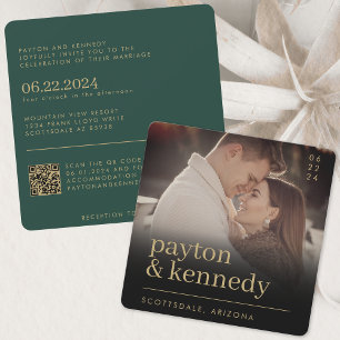 Convites Esquadrão Dourado Elegante Simples Na moda Emerald