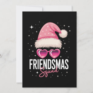 Convites Esquadrão Friendsmas Natal Rosa Chapéu do Papai No