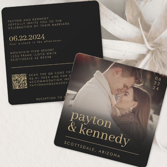 Convites Esquadrão Na moda simples elegante preto e chic Do (Criador carregado)