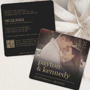 Convites Esquadrão Na moda simples elegante preto e chic Do