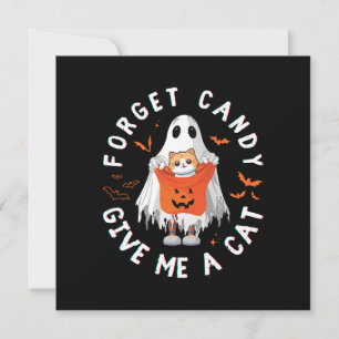Convites Esqueça Doce Me Dê Gato Divertido Boo Fantasma Hal