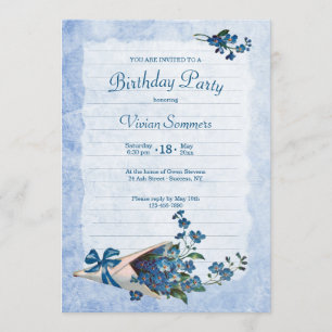 Convites Esqueça-me de não ser Festa de aniversário de V