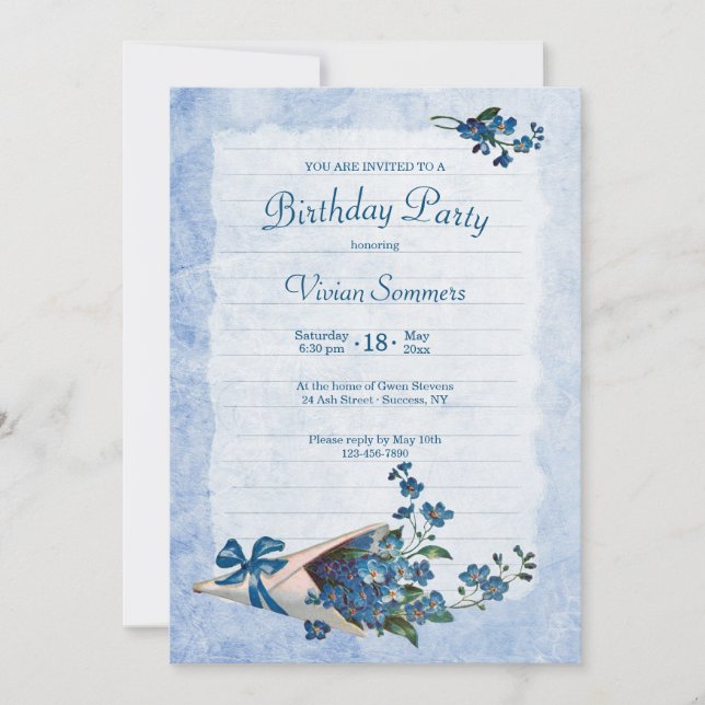 Convites Esqueça-me de não ser Festa de aniversário de Vint (Frente)