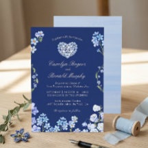 Esqueça-me-Não Coração Azul Real Floral Casamento