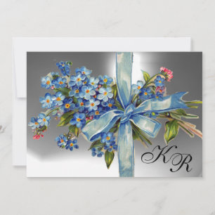 Convites ESQUEÇA-ME-NÃO MONOGRAMA FESTA DE CASAMENTO azul b