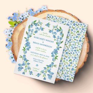 Convites Esquece-Me De Casamento De Aquarela Azul