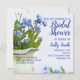 Convites Esquece-me de não Chá de panela de aquarela floral