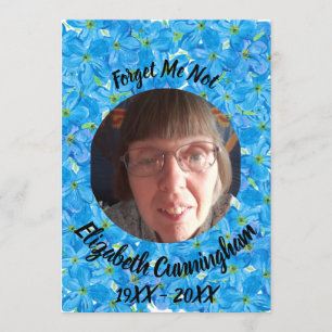 Convites Esquece-Me Não Poem Blue Floral Foto Memorial Car