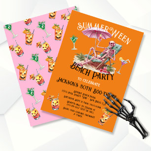 Convites Esqueleto da praia SummerWeen Halloween
