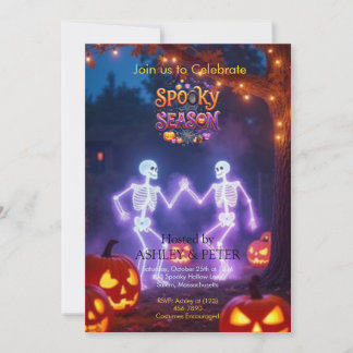 Convites Esqueleto Dançante Assustador Festa de Halloween P