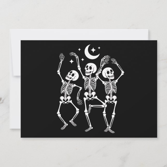 Convites Esqueleto Dançante Feliz Queda de Halloween (Frente)