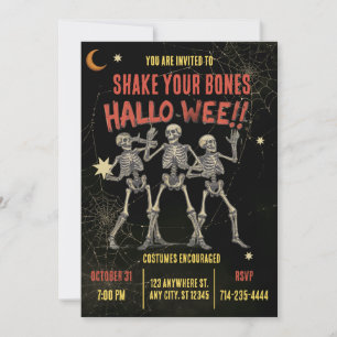 Convites Esqueleto Dançante Vintage Halloween