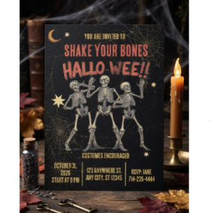Convites Esqueleto Dançante Vintage Halloween