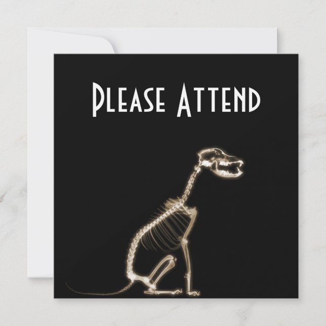 CONVITES ESQUELETO DE CÃO DE BOMBA DE RAIO X - SEPIA (Frente)