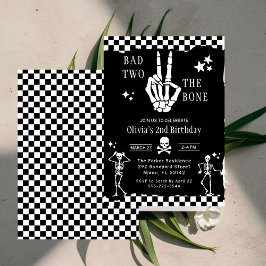 Convites Esqueleto de Crânio Mau até os Ossos 2º Aniversári
