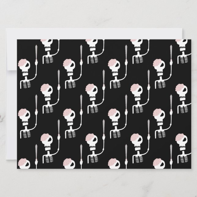 Convites esqueleto de Halloween com uma espada (Frente)