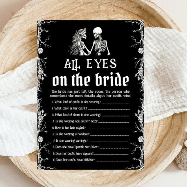 Convites Esqueleto De Halloween Todos Os Olhos No Jogo Da N (Halloween Skeleton All Eyes On The Bride Game)