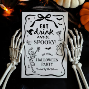 Convites Esqueleto Desenhado à Mão Espantoso Halloween